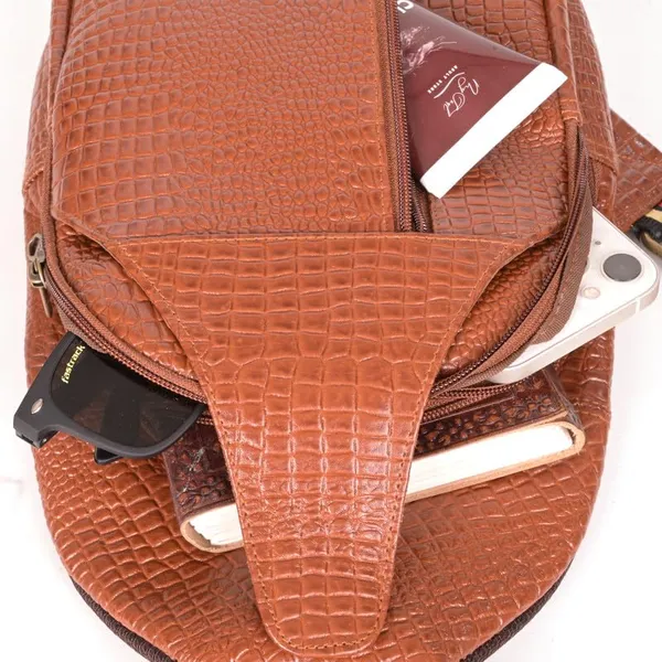 Leather_Chest_Bag_with_Adjustable_Strap,_Compact_Crossbody_Backpack_for_Daily_Use,_Plain_&_Croc_Texture_Options