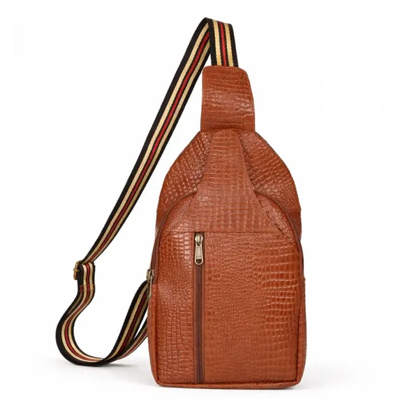 Leather_Chest_Bag_with_Adjustable_Strap,_Compact_Crossbody_Backpack_for_Daily_Use,_Plain_&_Croc_Texture_Options