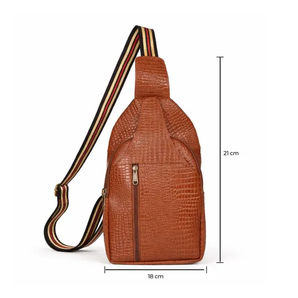 Leather_Chest_Bag_with_Adjustable_Strap,_Compact_Crossbody_Backpack_for_Daily_Use,_Plain_&_Croc_Texture_Options