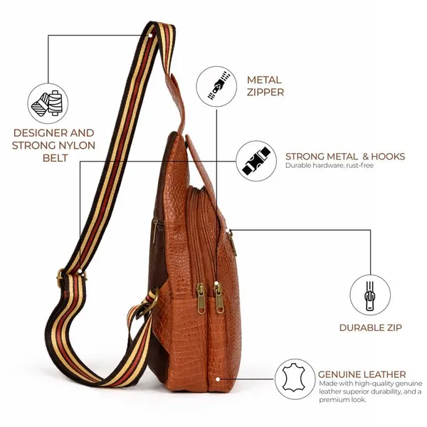 Leather_Chest_Bag_with_Adjustable_Strap,_Compact_Crossbody_Backpack_for_Daily_Use,_Plain_&_Croc_Texture_Options