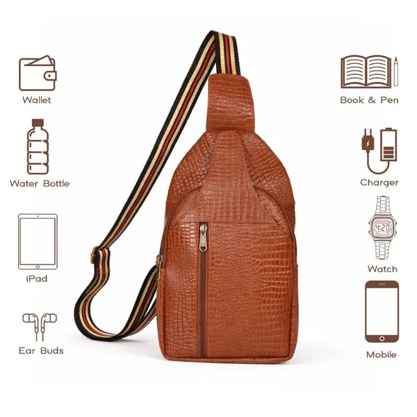 Leather_Chest_Bag_with_Adjustable_Strap,_Compact_Crossbody_Backpack_for_Daily_Use,_Plain_&_Croc_Texture_Options