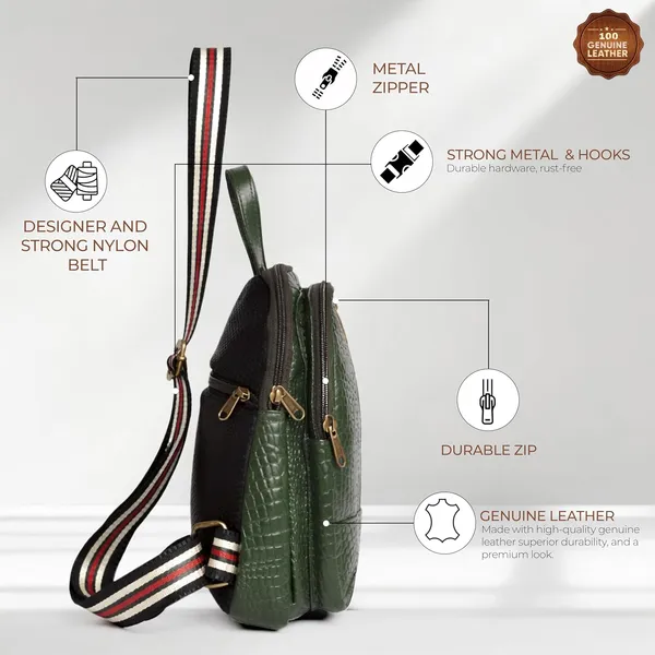 Leather_Chest_Bag_with_Adjustable_Strap,_Compact_Crossbody_Backpack_for_Daily_Use,_Plain_&_Croc_Texture_Options