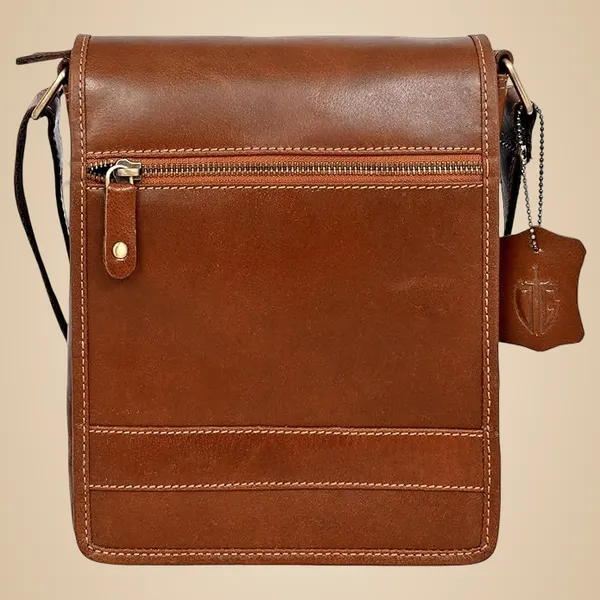 Brown_Men's_And_Women's_Genuine_Leather_Messenger/Crossbody/Sling_Bag_Mobile_Holster_For_Travel_Outdoor_Camping_Hiking_Bag