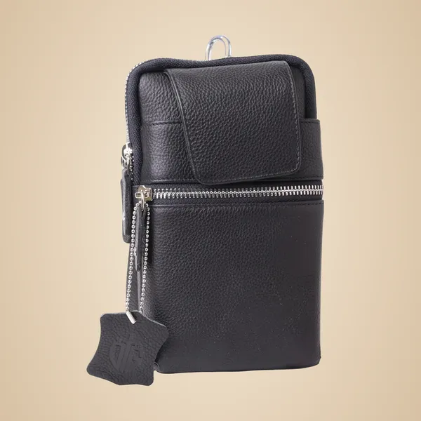 Genuine_Leather_Waist_Bag_for_Men_&_Women,_Stylish_Waterproof_Fanny_Pack_with_Magnetic_Flap,_Sling_&_Belt_Clip,_Crossbody_Holster_Pouch_for_Mobile,_Travel,_Hiking,_Biking,_Outdoor_Use_(19_x12_cm)