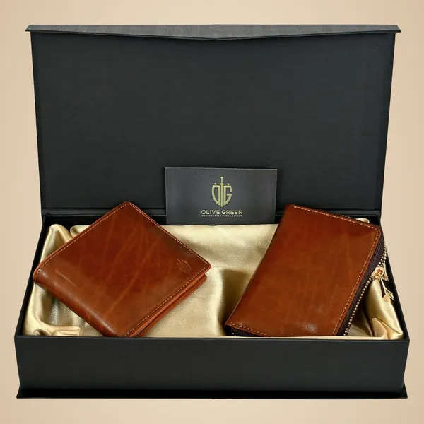 Tan_Leather_Wallet_Combo_Set_For_Men's_&_Women's