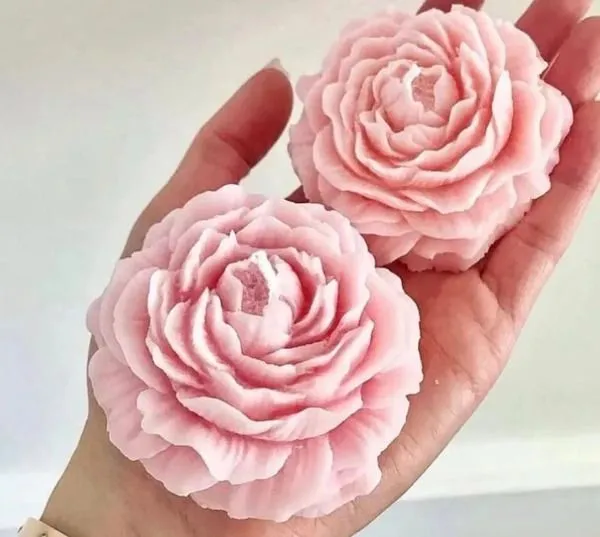 Pink_Soy_Wax_Floral_Rose_Candle_(Set_Of_2)