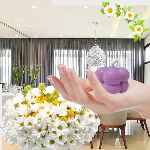 Multicolor_Soy_Wax_Floral_Bubble_Candle_(Set_Of_4)