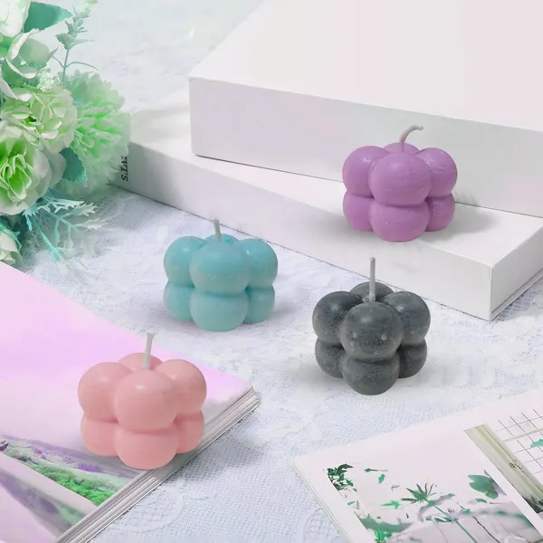 Multicolor_Soy_Wax_Floral_Bubble_Candle_(Set_Of_4)