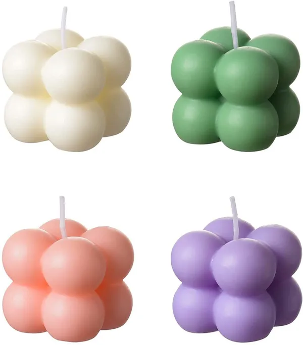 Multicolor_Soy_Wax_Floral_Bubble_Candle_(Set_Of_4)