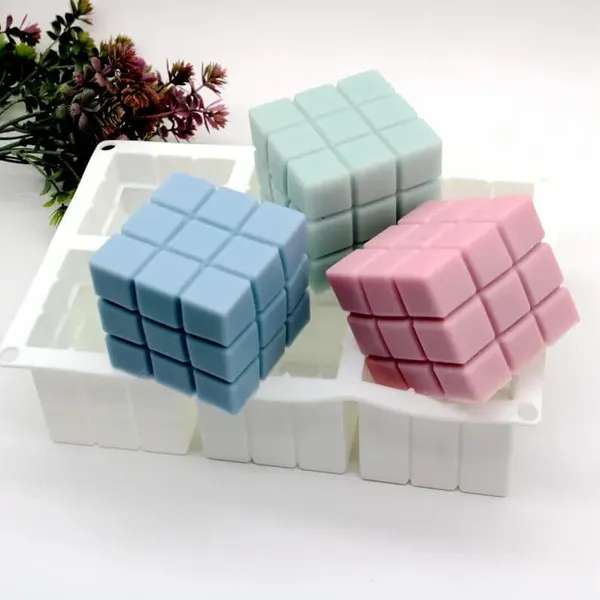 Multicolor_Soy_Wax_Floral_Bubble_And_Cube_Grid_Candle_(Set_Of_4)