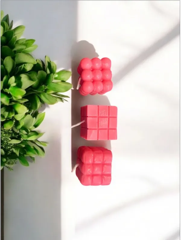 Pink_Soy_Wax_Floral_Bubble_Candle_(Set_Of_4)