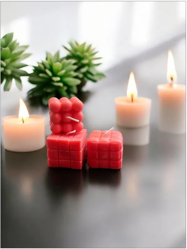Pink_Soy_Wax_Floral_Bubble_Candle_(Set_Of_4)