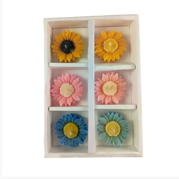 Multicolor_Soy_Wax_Floral_Sunflower_Candle_(Set_Of_4)