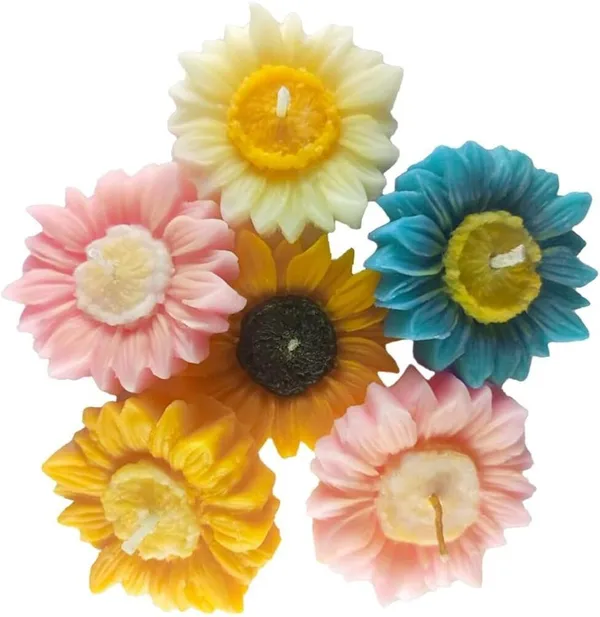 Multicolor_Soy_Wax_Floral_Sunflower_Candle_(Set_Of_4)