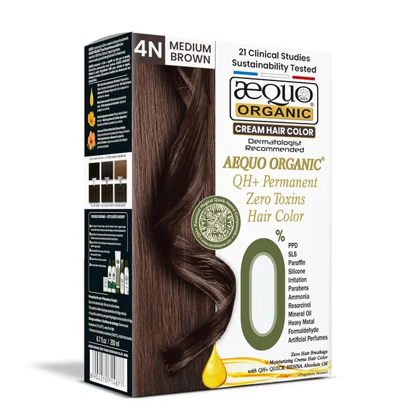 QH+_Aequo_Organic_Zero_Toxins_Permanent_Cream_Hair_Colour-_200Ml-_4N_Medium_Brown-_Pack_Of_1