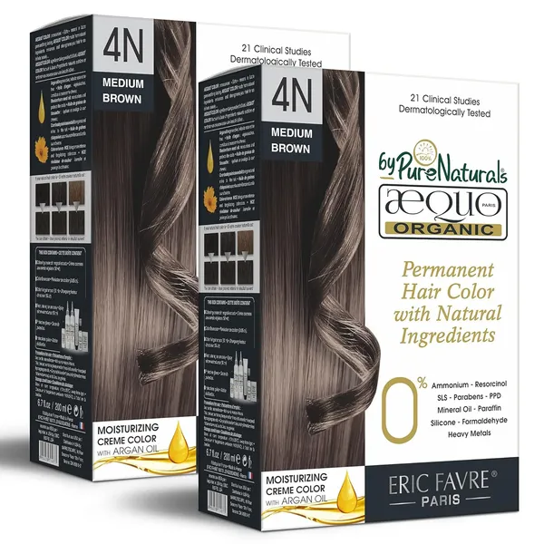 QH+_Aequo_Organic_Zero_Toxins_Permanent_Cream_Hair_Colour-_200Ml-_4N_Medium_Brown-_Pack_Of_2