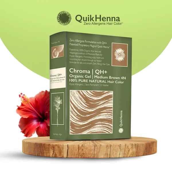 QH+_QuikHenna_CHROMA_Organic_Gel_100%_Pure_Natural_Zero_Allergens_Hair_Color-_140Gm-_4N_Medium_Brown-_Pack_Of_1