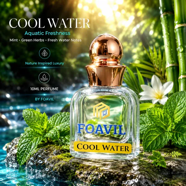 FOAVIL_Cool_Water_Concentrated_Perfume_Oil_10ml_–_Fresh_Aquatic_Attar_in_Golden_Bottle_with_Premium_Rigid_Hamper_Gift_Box