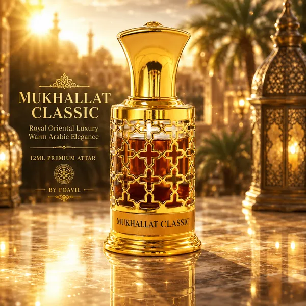 Foavil_Mukhallat_Classic_Attar_12ml_|_Concentrated_Perfume_Oil_|_Golden_Bottle_with_Magnetic_Hamper_Box