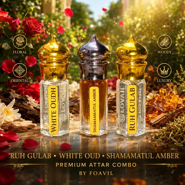 Pack_of_3_Ruh_Gulab,_White_Oud_&_Shamama_Tul_Amber_Attar_Combo_|_Long-lasting_|_Nature-inspired