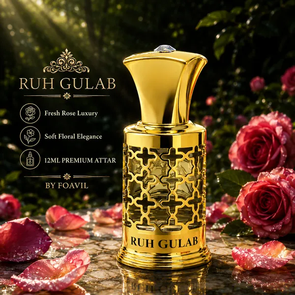 Foavil_ruh_gulab_12ml_|_Concentrated_Perfume_Oil_|_Golden_Bottle_with_Magnetic_Hamper_Box
