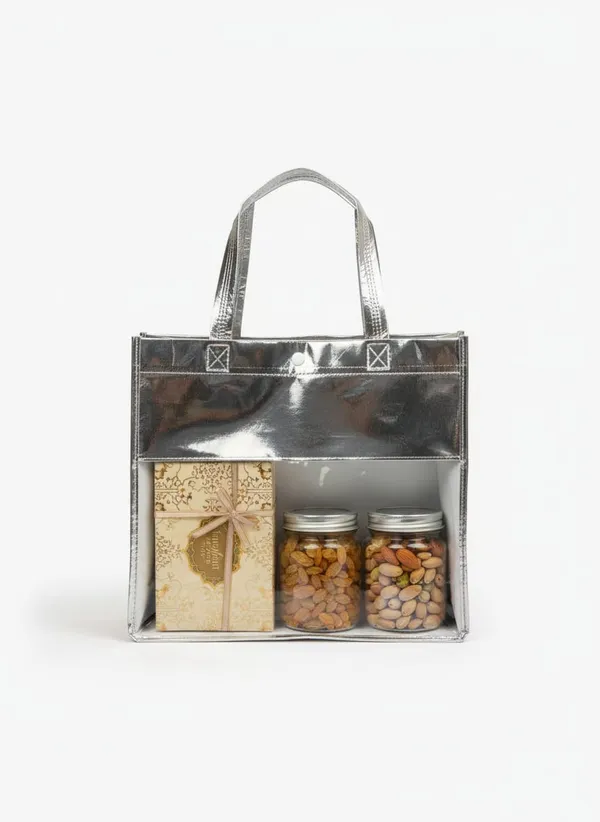 Pack_Of_12_Silver_Polyester_Premium_&_Elegant_Metallic_Transparent_Gift_Bags_With_Button_Closure.