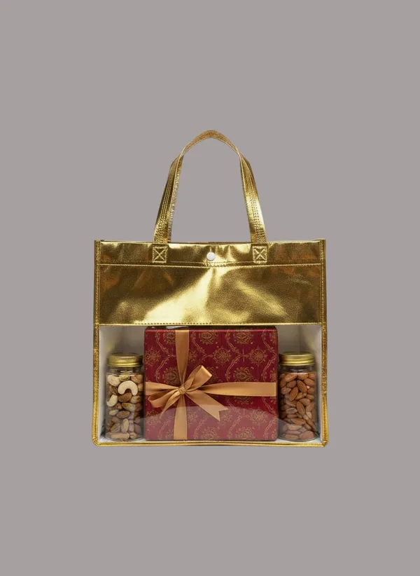 Pack_Of_12_Golden_Polyester_Premium_&_Elegant_Metallic_Transparent_Gift_Bags_With_Button_Closure.