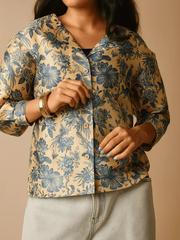Camellia_Top_For_Women_Cream_Mango_Silk