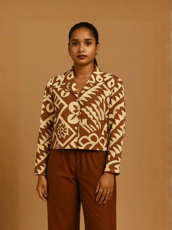 Sahara_Geo_Jacket_Co-ord_Set_For_Women__Brown_Organic_Cotton