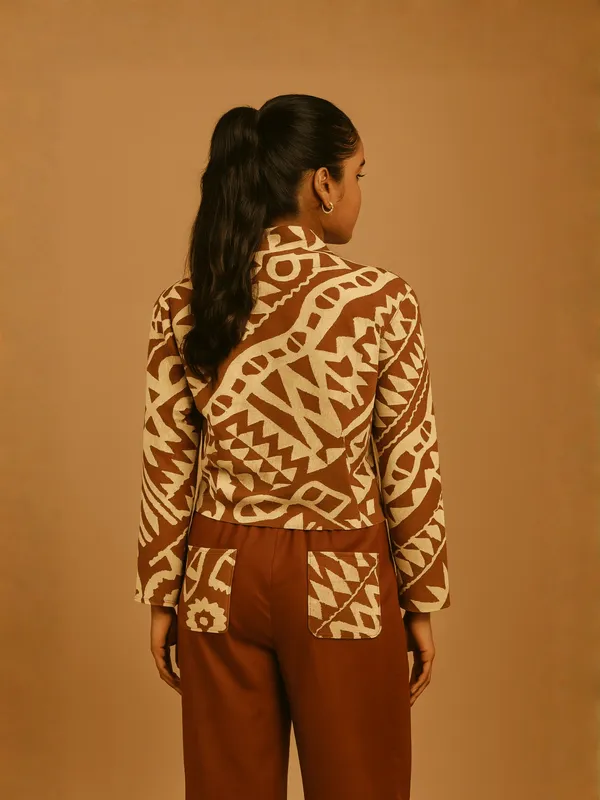 Sahara_Geo_Jacket_Co-ord_Set_For_Women__Brown_Organic_Cotton
