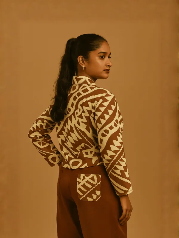 Sahara_Geo_Jacket_Co-ord_Set_For_Women__Brown_Organic_Cotton