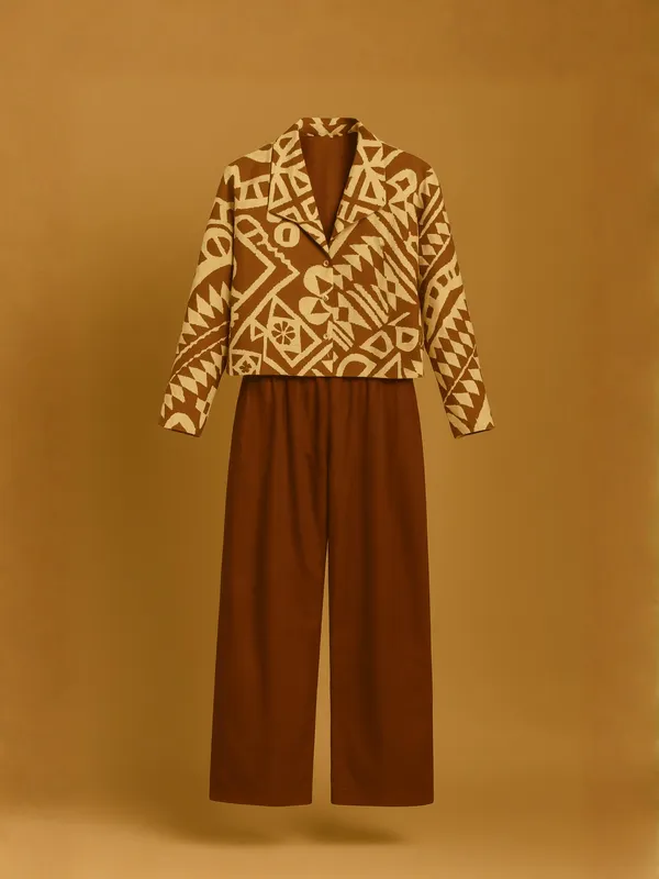 Sahara_Geo_Jacket_Co-ord_Set_For_Women__Brown_Organic_Cotton