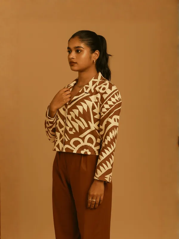 Sahara_Geo_Jacket_Co-ord_Set_For_Women__Brown_Organic_Cotton