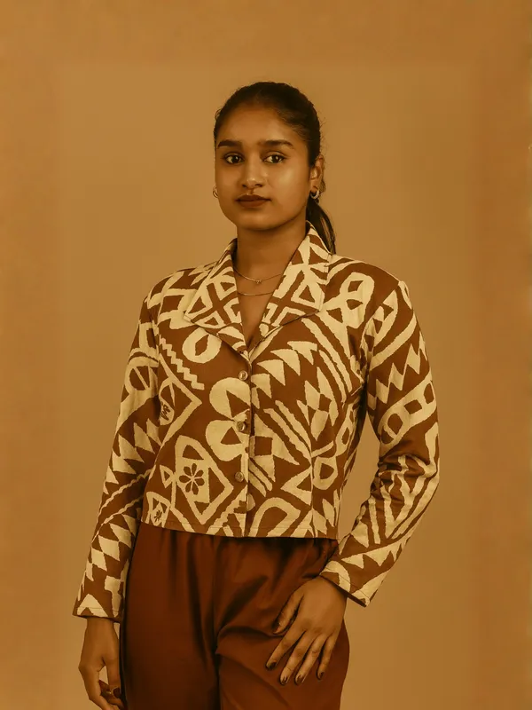 Sahara_Geo_Jacket_Co-ord_Set_For_Women__Brown_Organic_Cotton