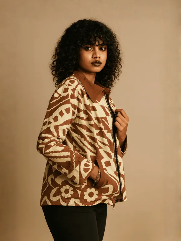Rust_Geo_Bomber__Brown_Organic_Cotton_For_Women