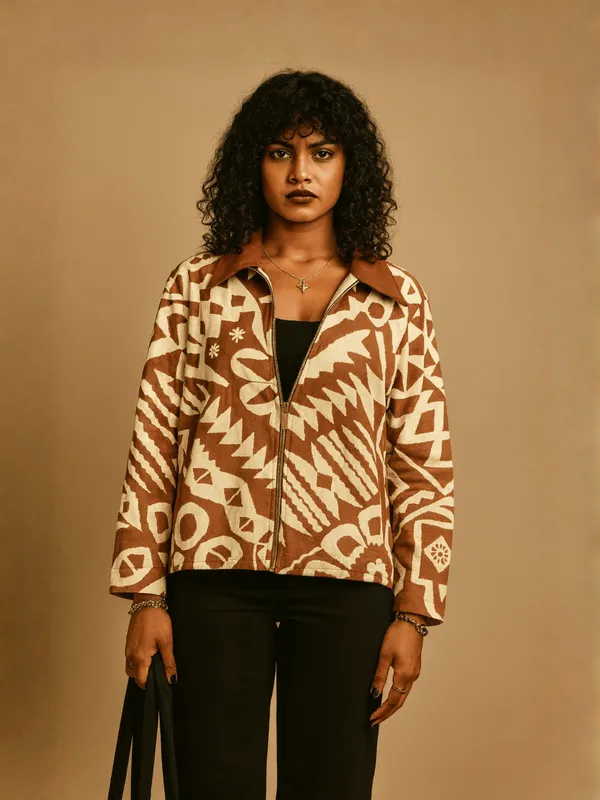 Rust_Geo_Bomber__Brown_Organic_Cotton_For_Women