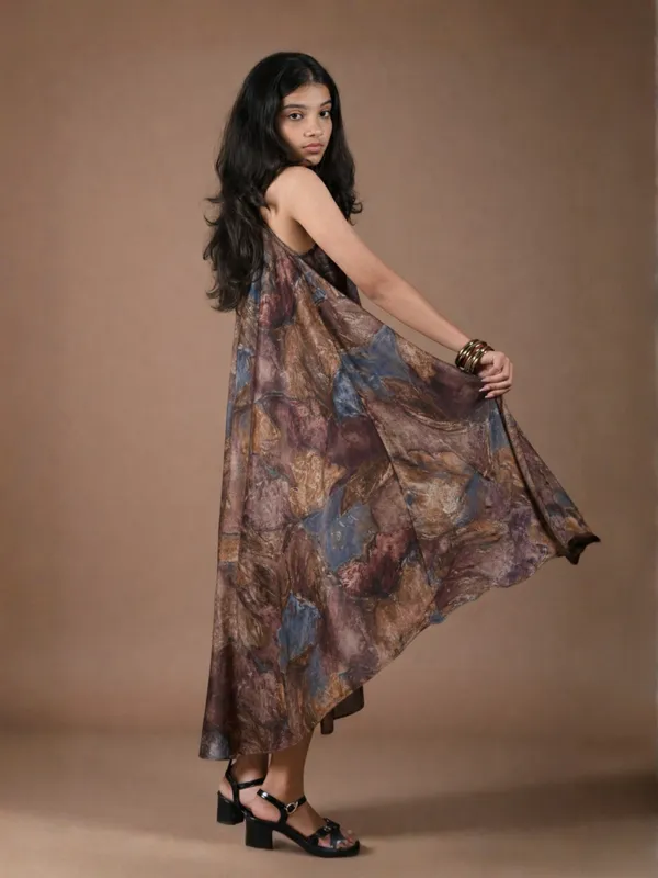 Stone_Whisper_Dress_For_Women_Brown_Cotton