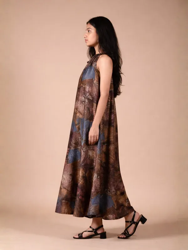 Stone_Whisper_Dress_For_Women_Brown_Cotton