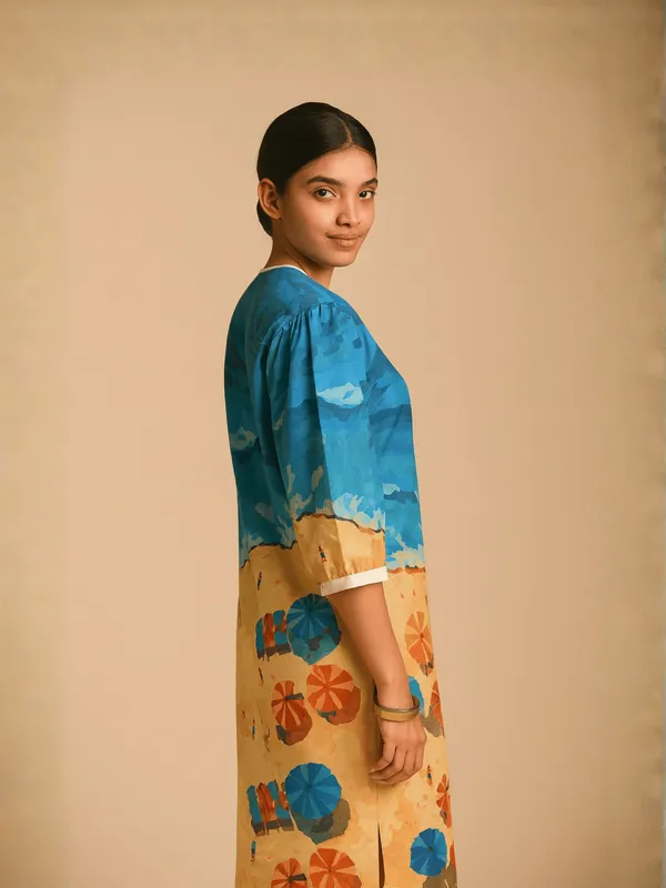 Seafoam_Dress_For_Women_Blue_Organic_Cotton