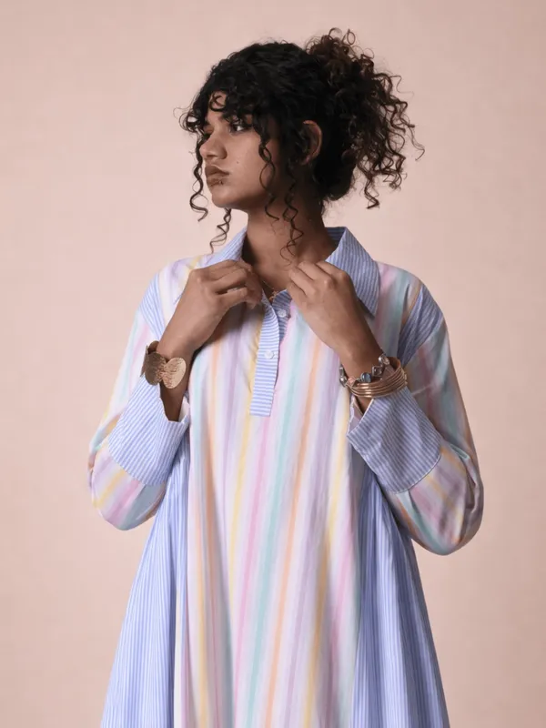 Axis_Dress_Multicolour_Vertical_Stripe