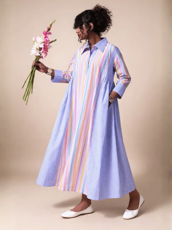 Axis_Dress_Multicolour_Vertical_Stripe