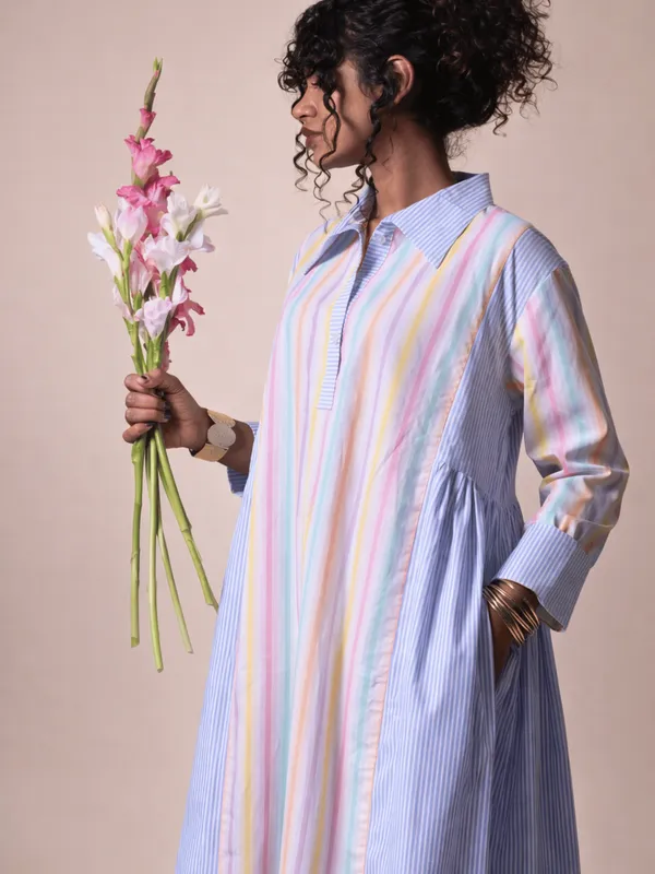 Axis_Dress_Multicolour_Vertical_Stripe