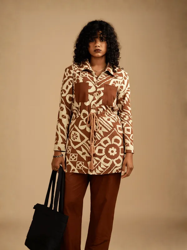 Rustic_Geo_Jacket_For_Women_Brown_Organic_Cotton