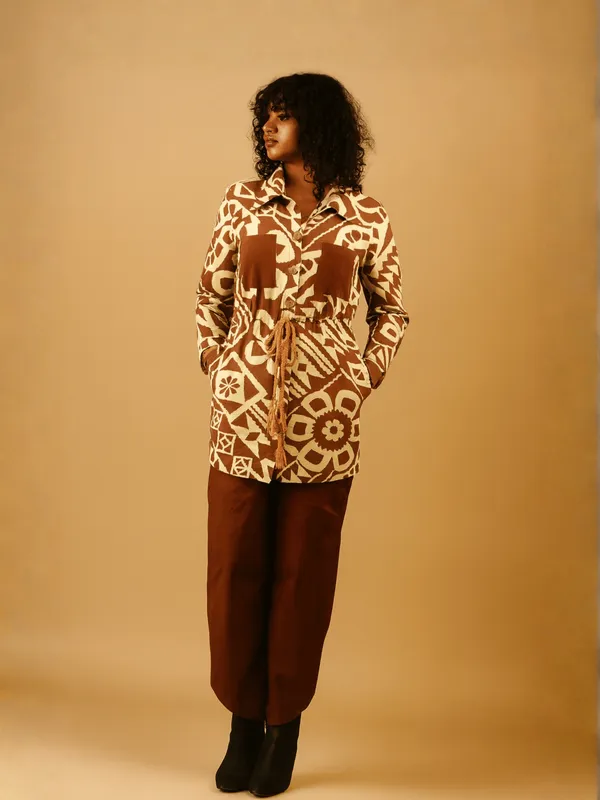 Rustic_Geo_Jacket_For_Women_Brown_Organic_Cotton