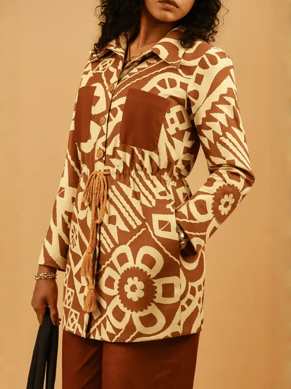 Rustic_Geo_Jacket_For_Women_Brown_Organic_Cotton