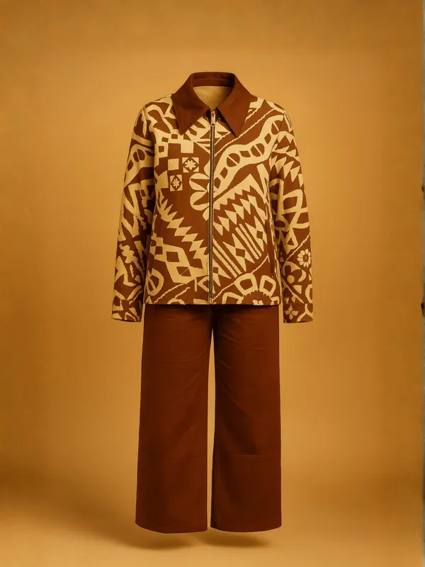 Rust_Geo_Bomber_Co-ord_Set_For_Women_Brown_Organic_Cotton