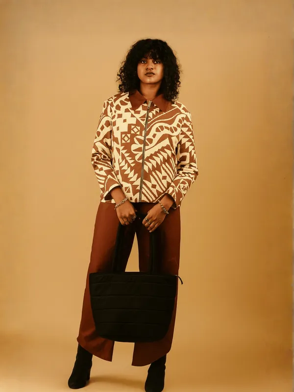 Rust_Geo_Bomber_Co-ord_Set_For_Women_Brown_Organic_Cotton