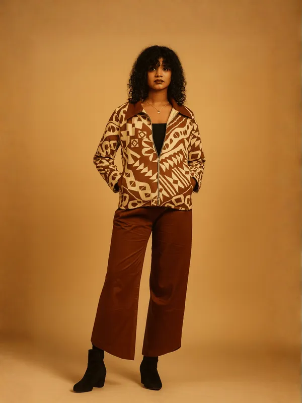 Rust_Geo_Bomber_Co-ord_Set_For_Women_Brown_Organic_Cotton
