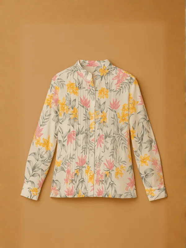 Petal_Pleated_Top_For_Women_Cream_Organic_Cotton
