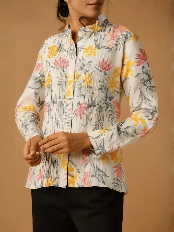 Petal_Pleated_Top_For_Women_Cream_Organic_Cotton